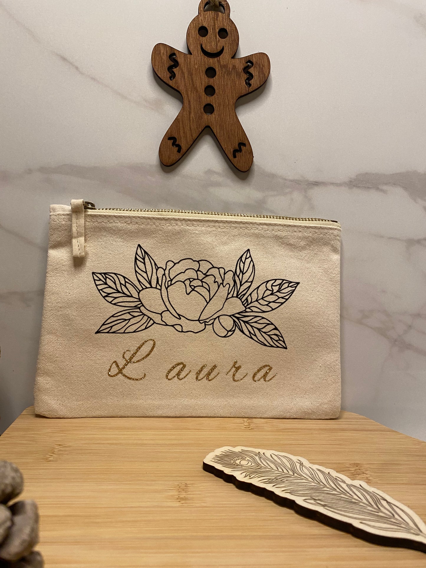 Pochette Pivoine avec Prénom