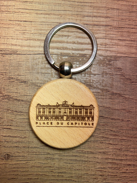 Porte clefs rond en bois - Place du Capitole